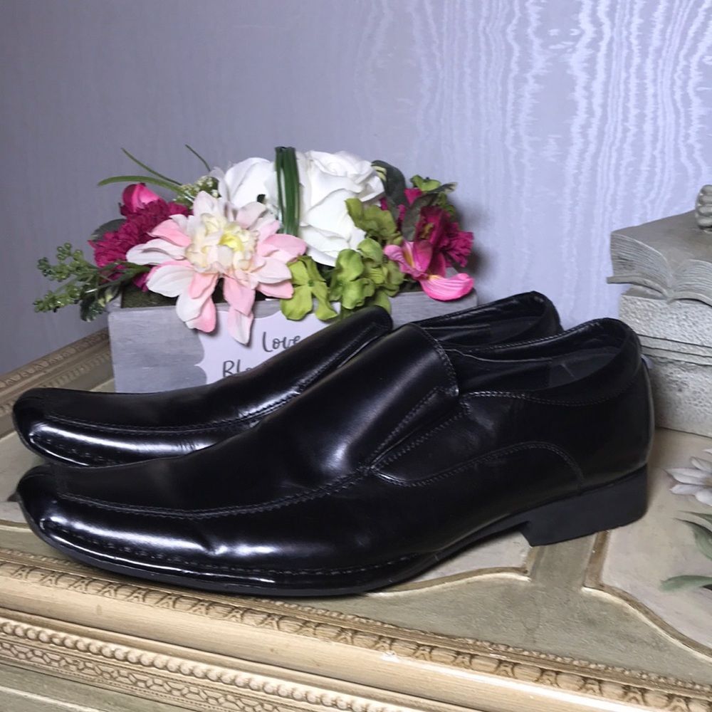 Steve Madden Serpant Leather Loafers Black Sz 13